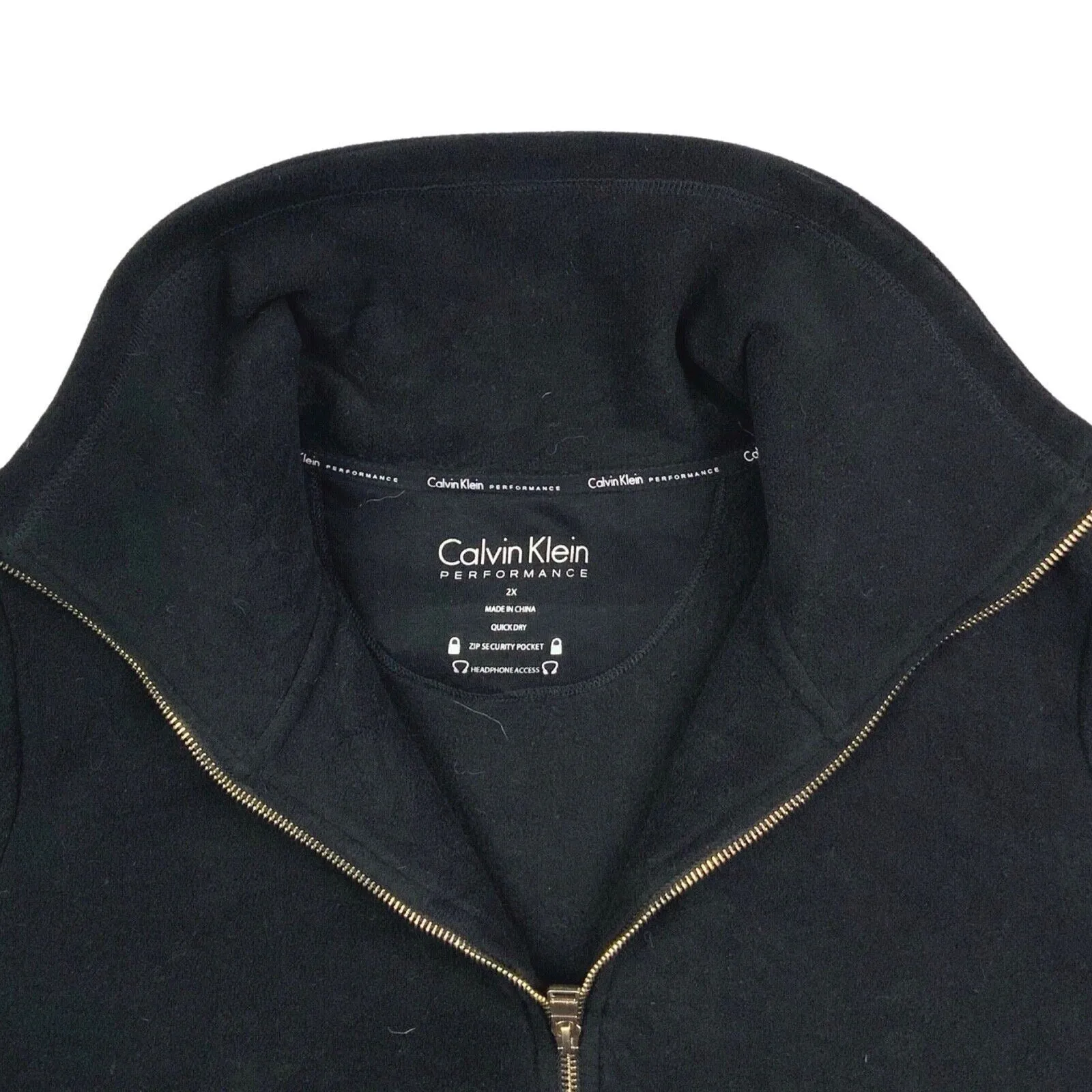 00s Black Calvin Klein Performance Embroidered Zip-Up Fleece Sports Jacket 18 20