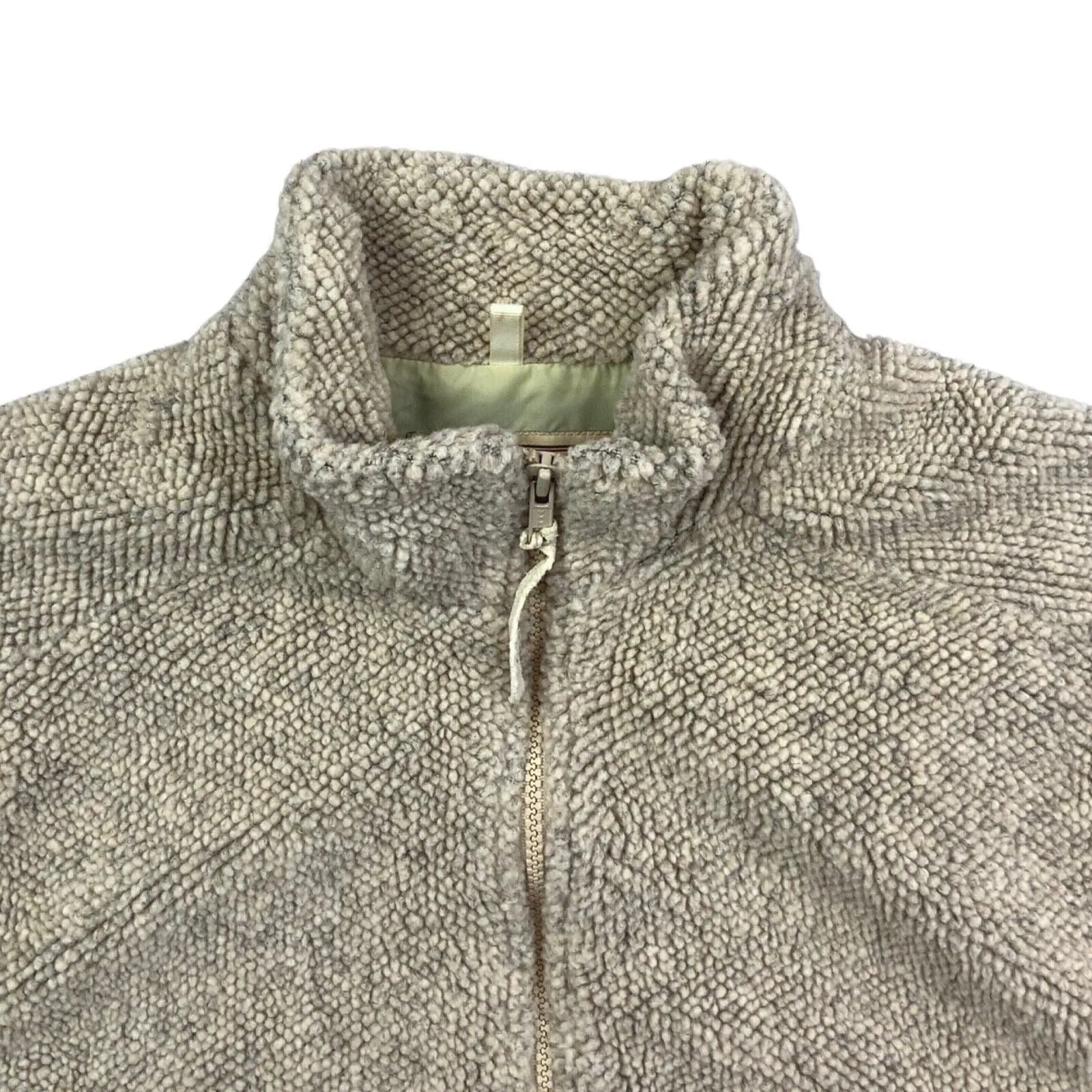 00s Oat Cream Woolrich Zip-Up Curly Fleece Jacket M