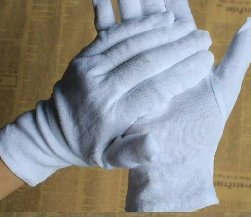 5 Pairs 10 Pcs White Work Jewellery Handling Costume Cotton Soft Thin Gloves