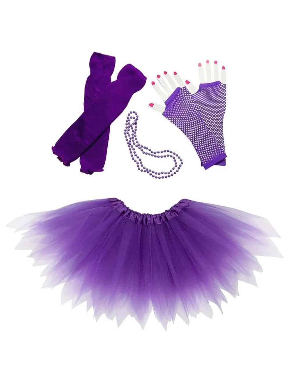 80s Tutu Costume Outfit for Kids, Adults, Plus Size - 4 Piece Dress Up Set