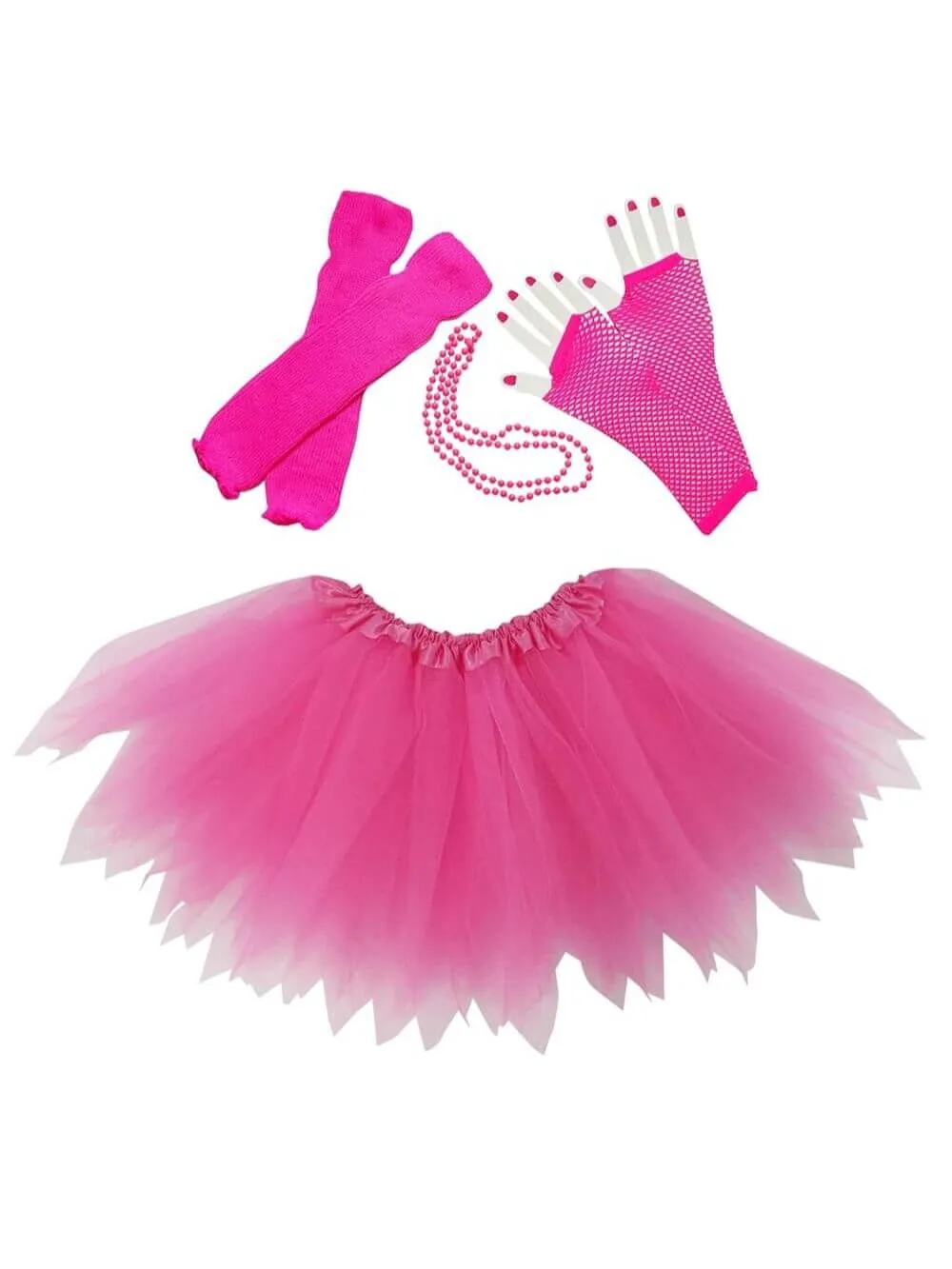 80s Tutu Costume Outfit for Kids, Adults, Plus Size - 4 Piece Dress Up Set