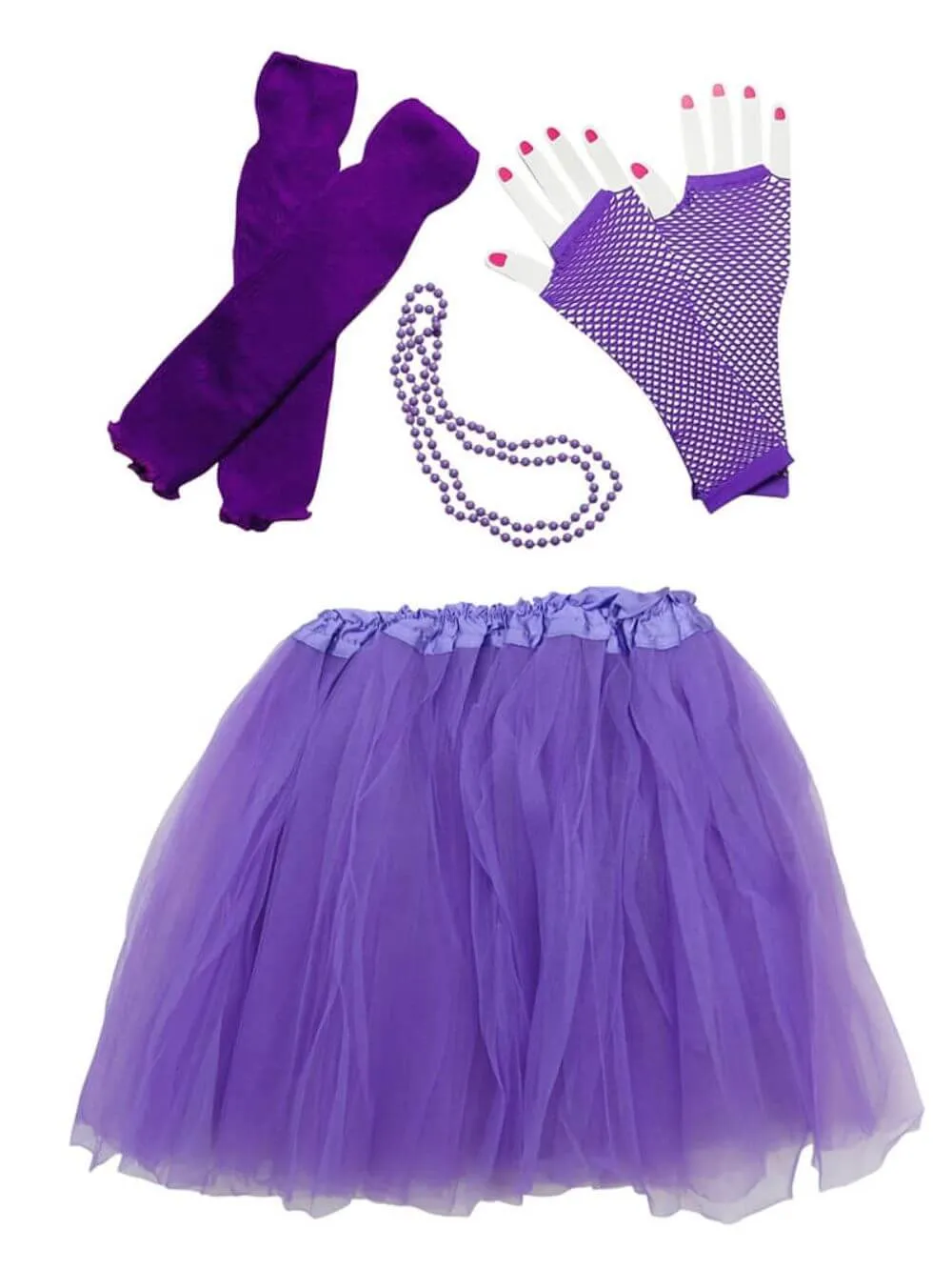 80s Tutu Costume Outfit for Kids, Adults, Plus Size - 4 Piece Dress Up Set