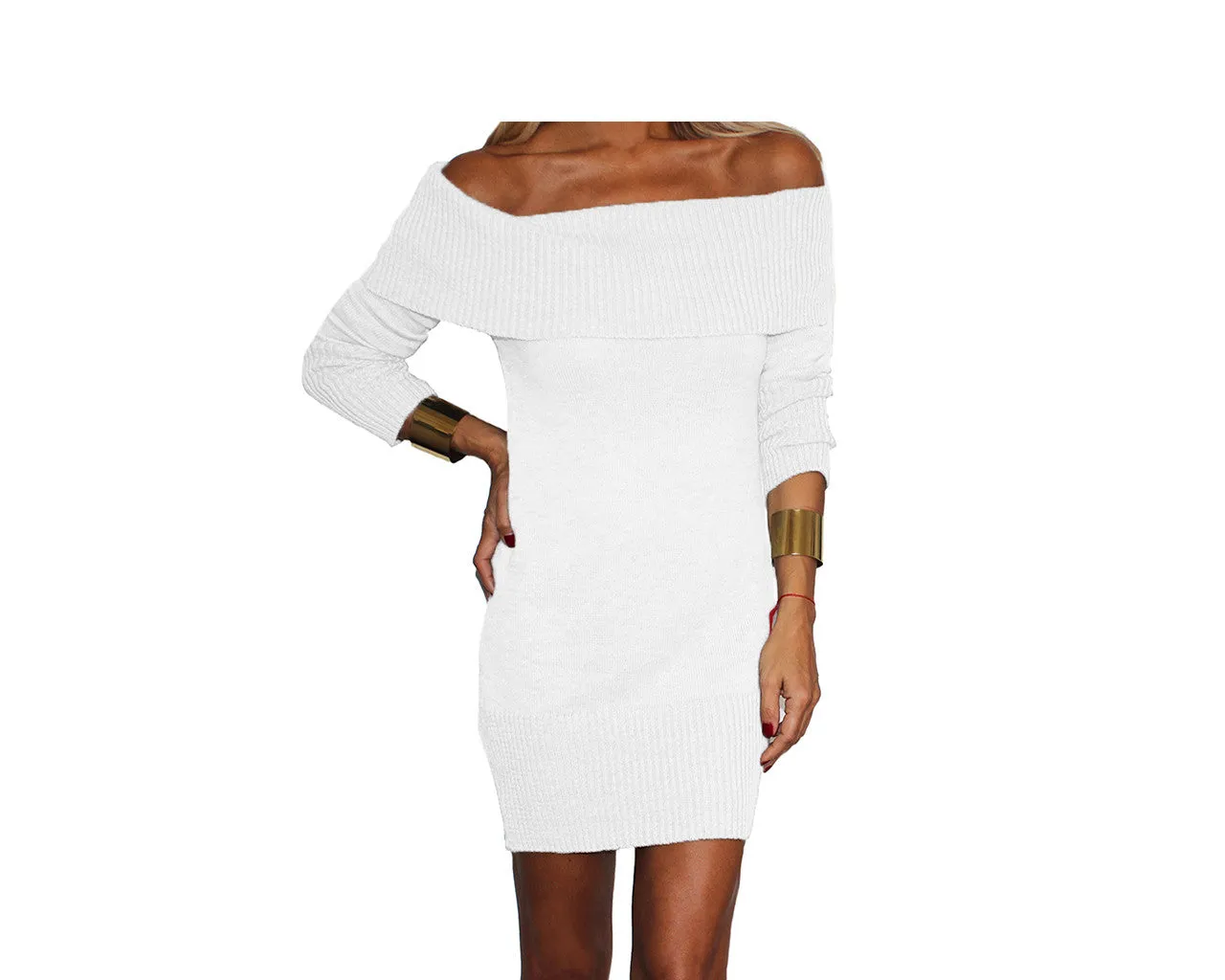 81 Black Knit Off the Shoulder Dress - The St. Moritz