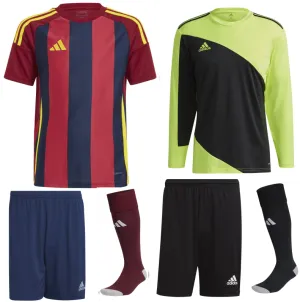 ADIDAS STRIPED 24 KIT BUNDLE MAROON NAVY YELLOW