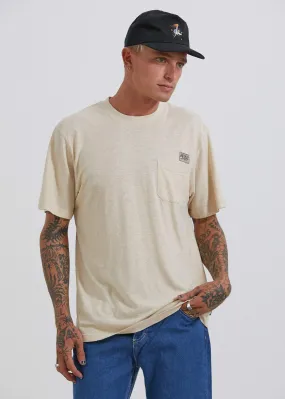 Afends Mens Heritage - Hemp Retro Fit Tee - Macadamia