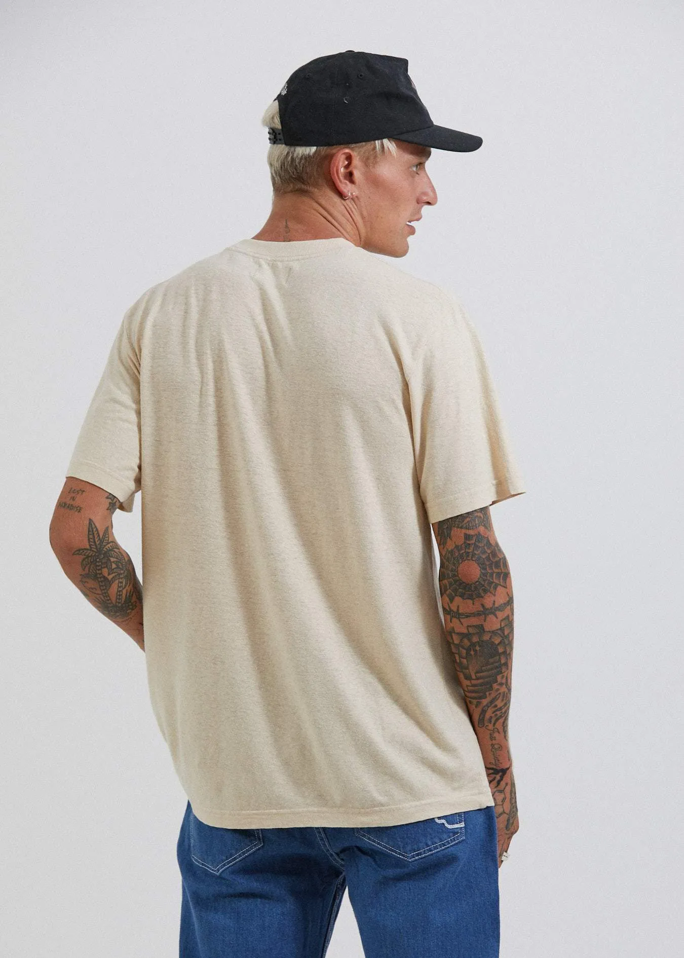 Afends Mens Heritage - Hemp Retro Fit Tee - Macadamia