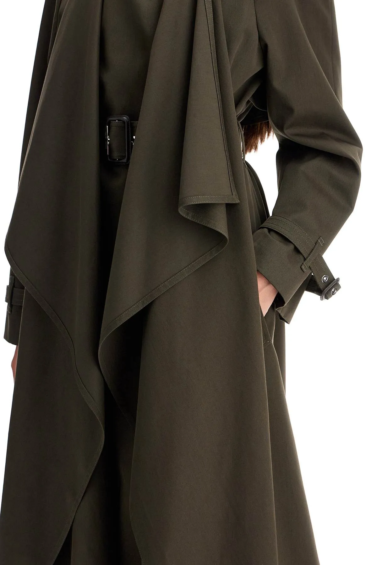 Alexander Mcqueen Double-Breasted Trench Coat With Draped