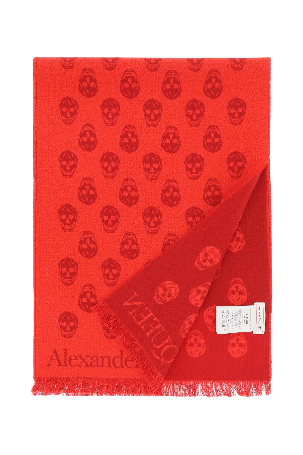 Alexander mcqueen reversible skull wool scarf