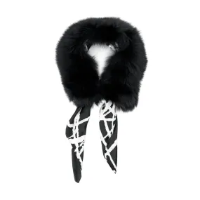 Aspen Pure Fur Shawl Collar w/ Separable Scarf - Lavish Black