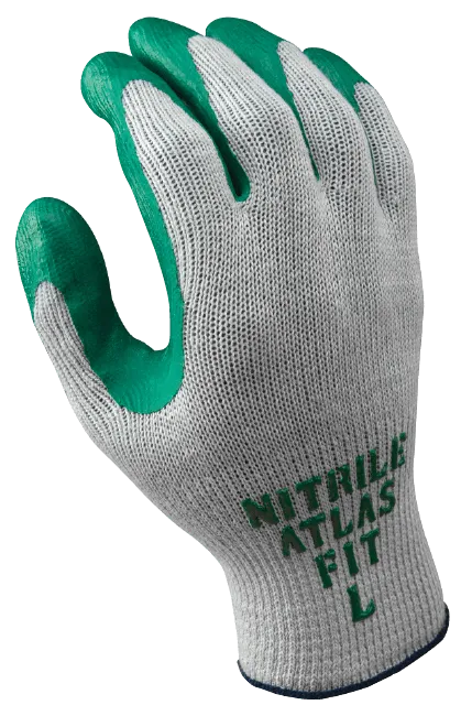 Atlas 350-3230 Green Nitrile Coated Glove on Seamless Knit Liner (One Dozen)