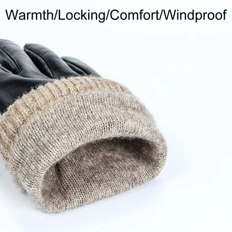 Autumn And Winter Padded Leather Gloves Business Simple Outdoor Sports Warm Gloves, Size: S(Brown)