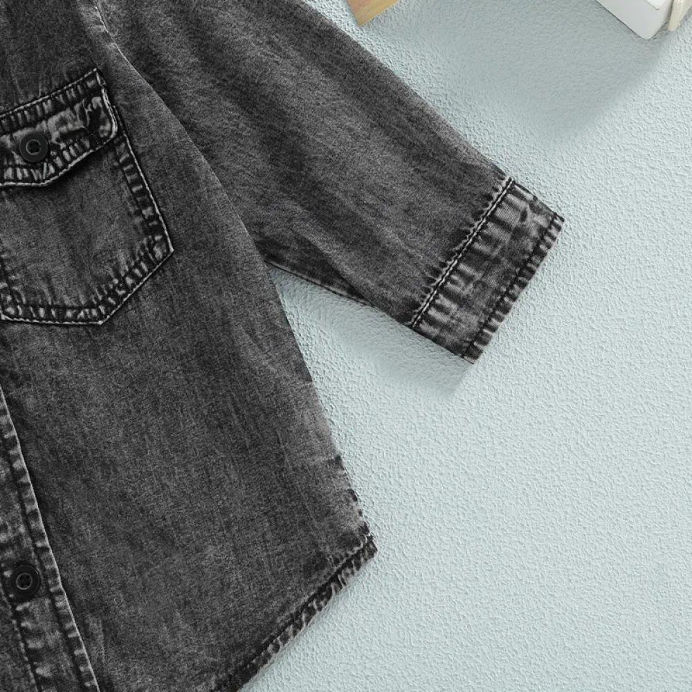 Autumn Toddler Boys And Girls Washed Denim Hooded Jacket Wholesale Kids Clothes