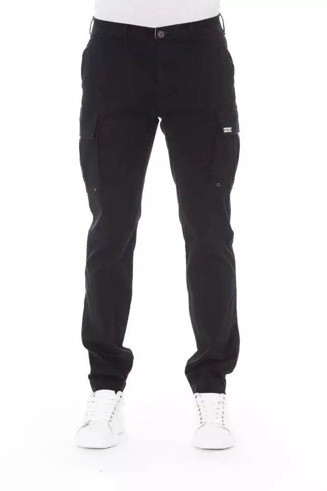 Baldinini Trend Black Cotton Men Cargo Trouser