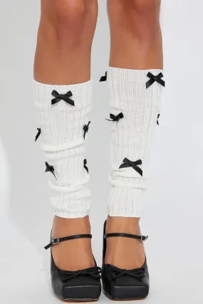 Ballet Bow Leg Warmers - White/Black