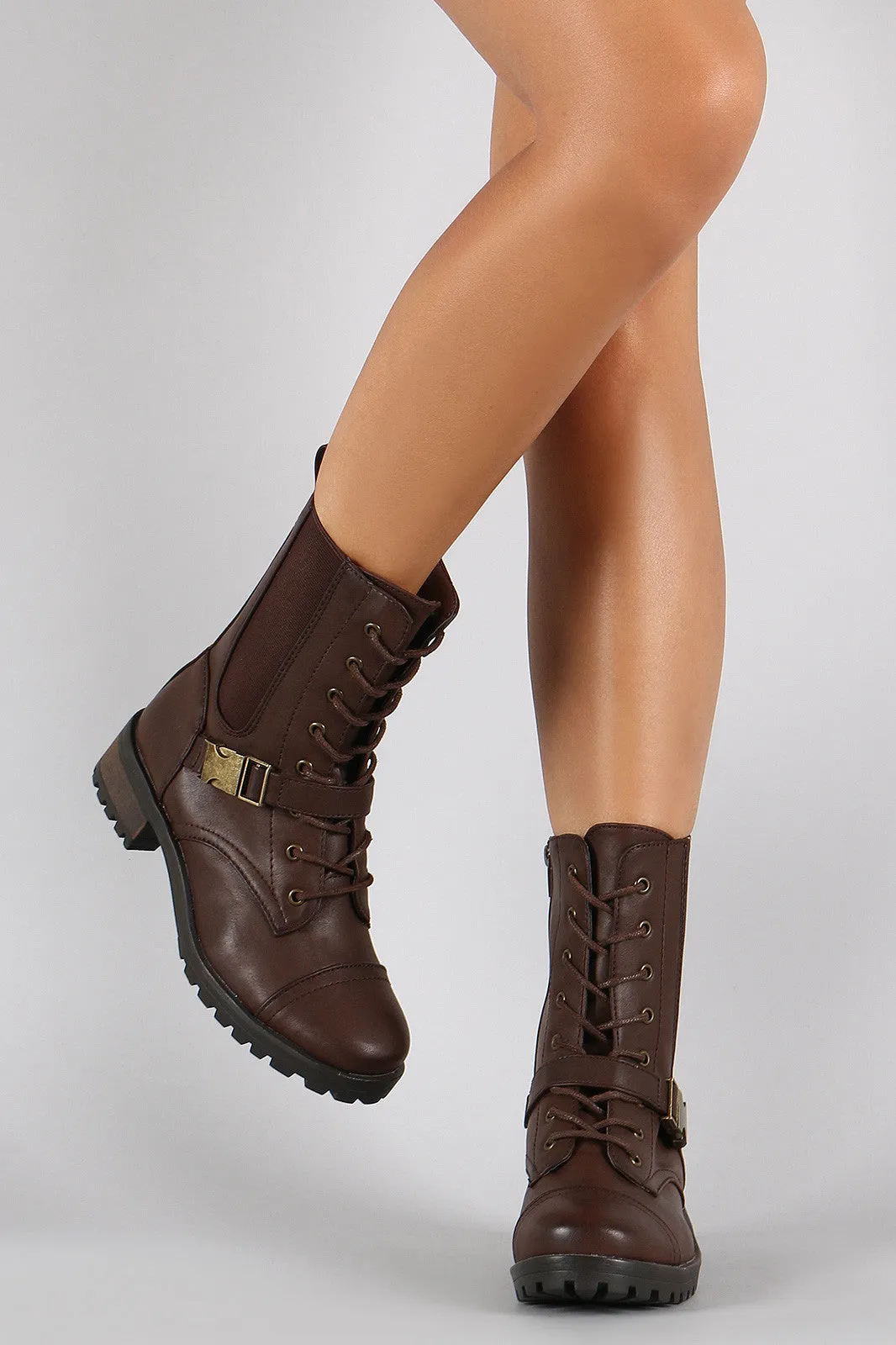 Bamboo Pinch Buckle Gore Combat Boot