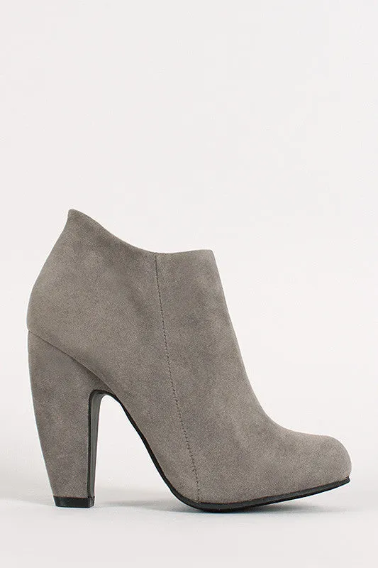 Bamboo Suede Round Toe Heeled Booties