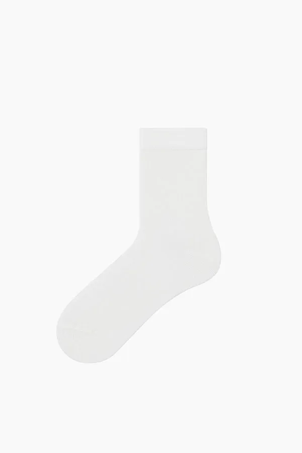 Bamboo White Crew Length Sock