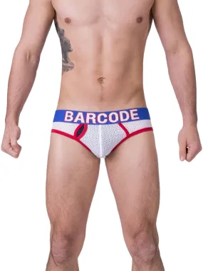 Barcode Berlin Twenty 9 Mesh Brief Underwear White/Blue/Red 91171-230 Size M