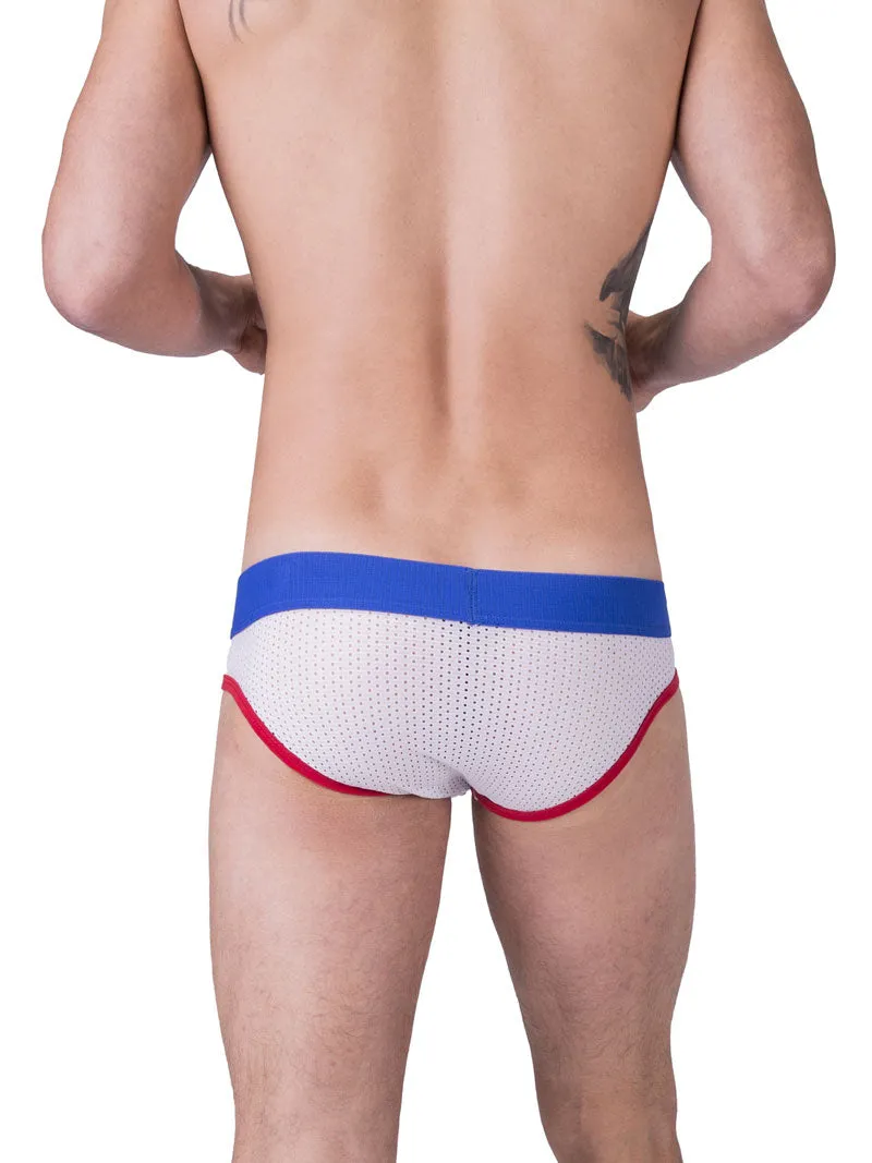 Barcode Berlin Twenty 9 Mesh Brief Underwear White/Blue/Red 91171-230 Size M