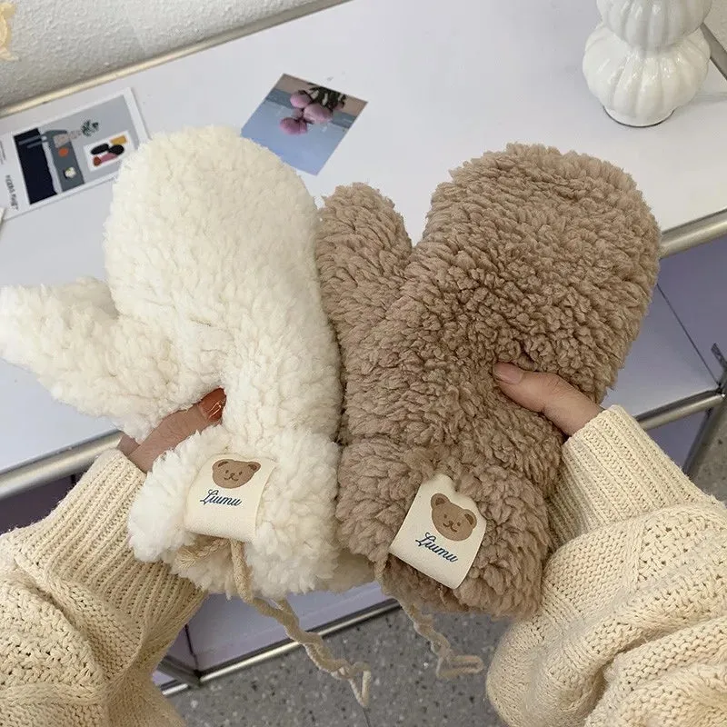 bear - fingerless winter gloves with ropes