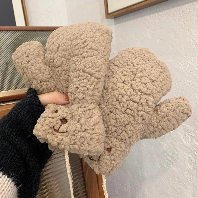 bear - fingerless winter gloves with ropes