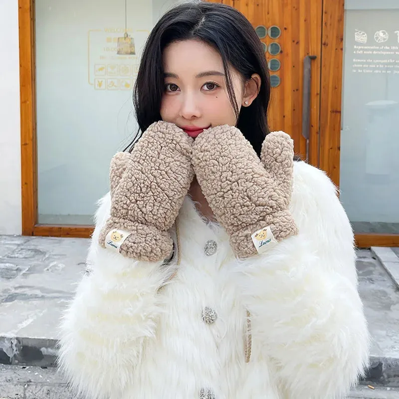 bear - fingerless winter gloves with ropes