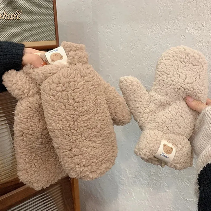 bear - fingerless winter gloves with ropes