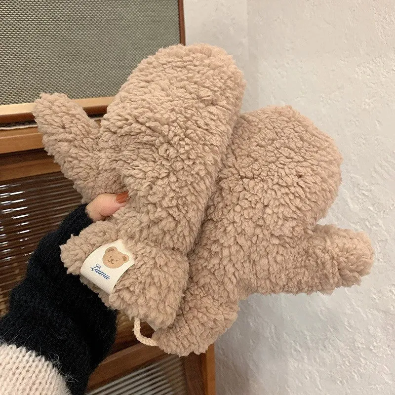 bear - fingerless winter gloves with ropes