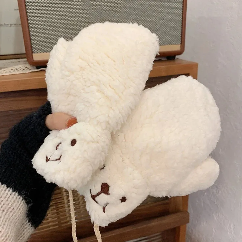 bear - fingerless winter gloves with ropes