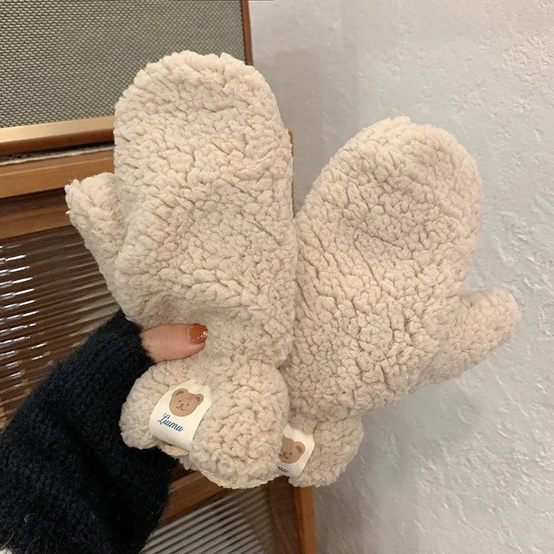 bear - fingerless winter gloves with ropes