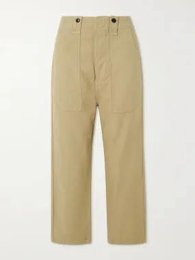 Beige straight leg trousers