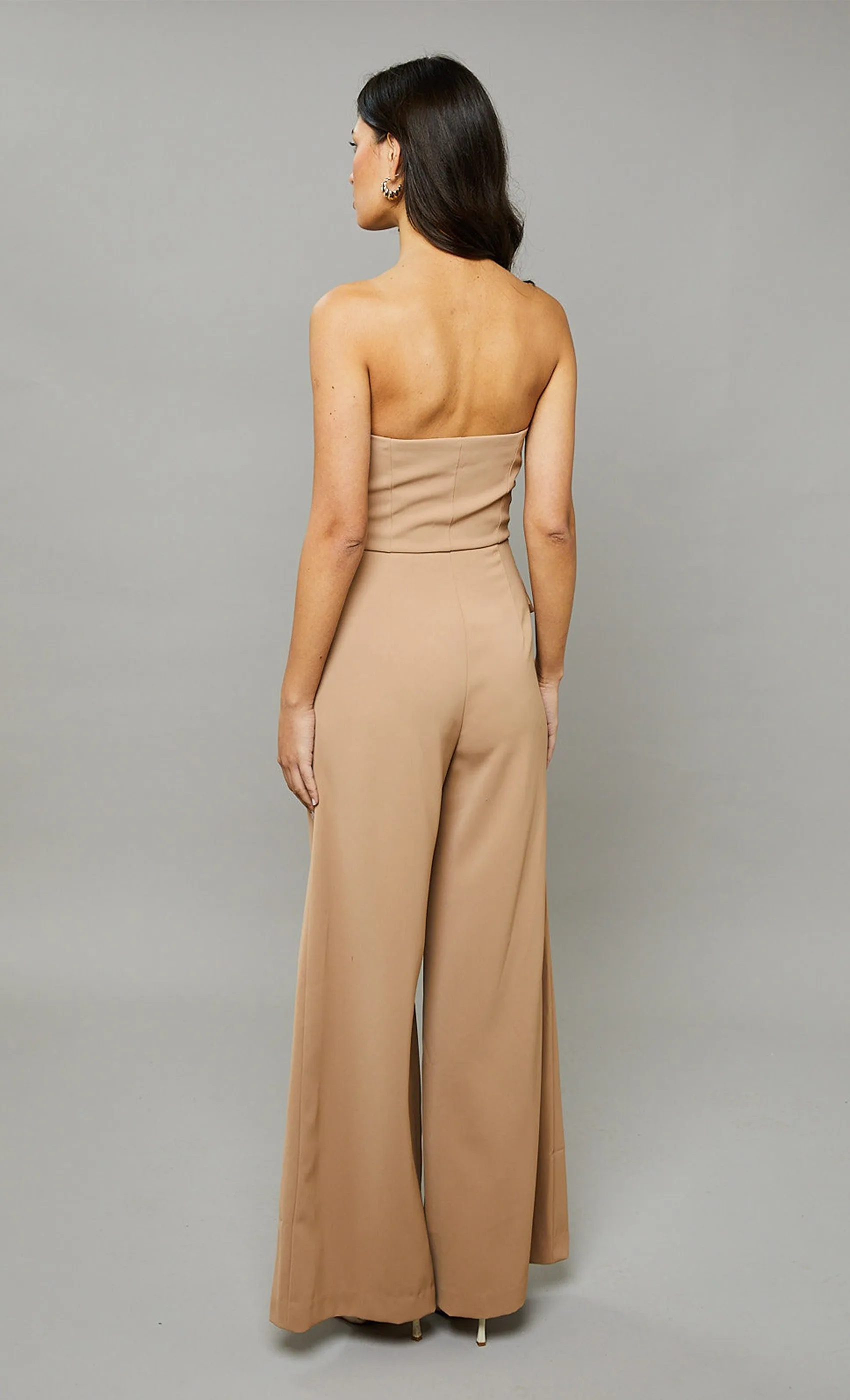 Beige Tailored Bandeau Jumpsuit