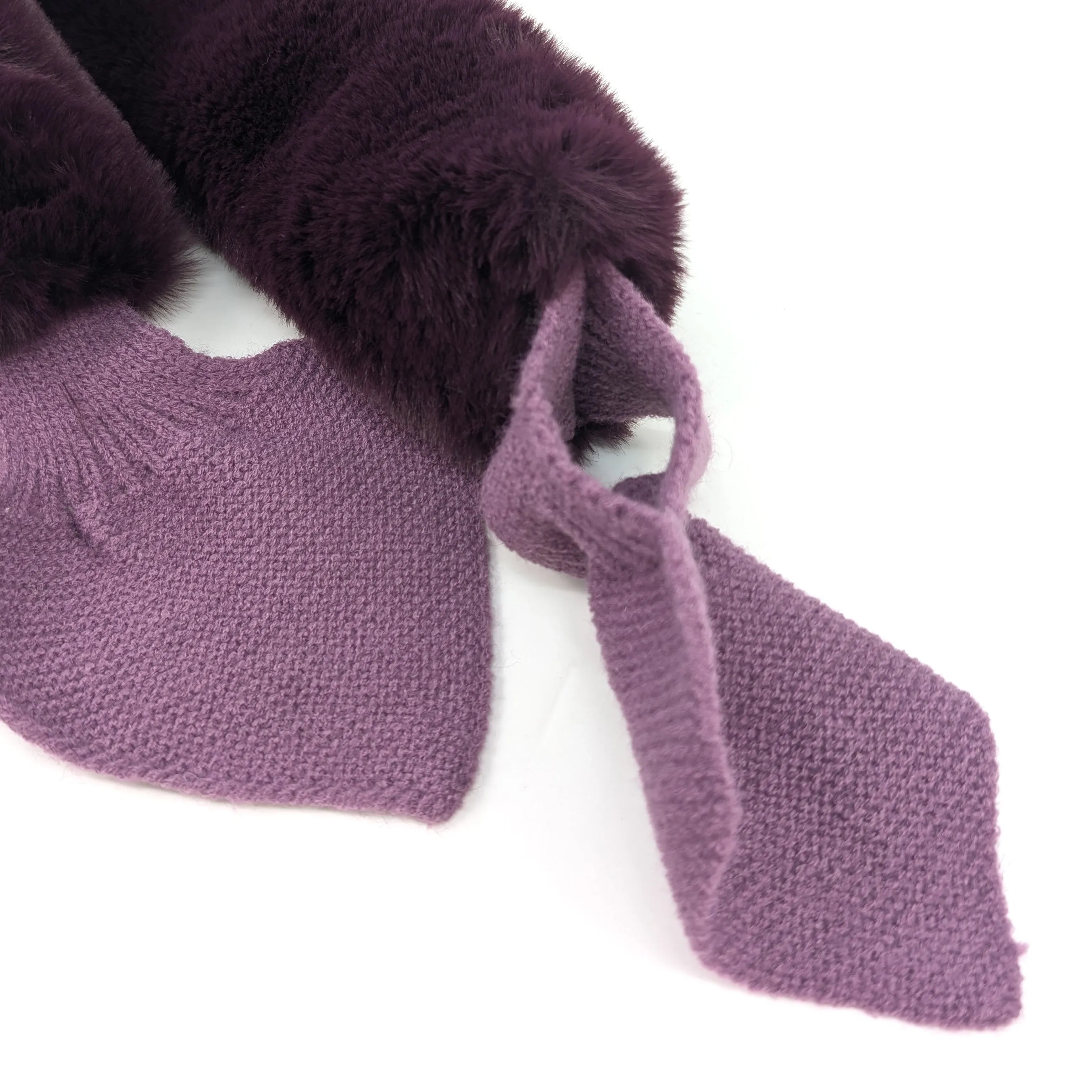 Bela Bela - Knitted Tie Fur Faux Collar - Purple