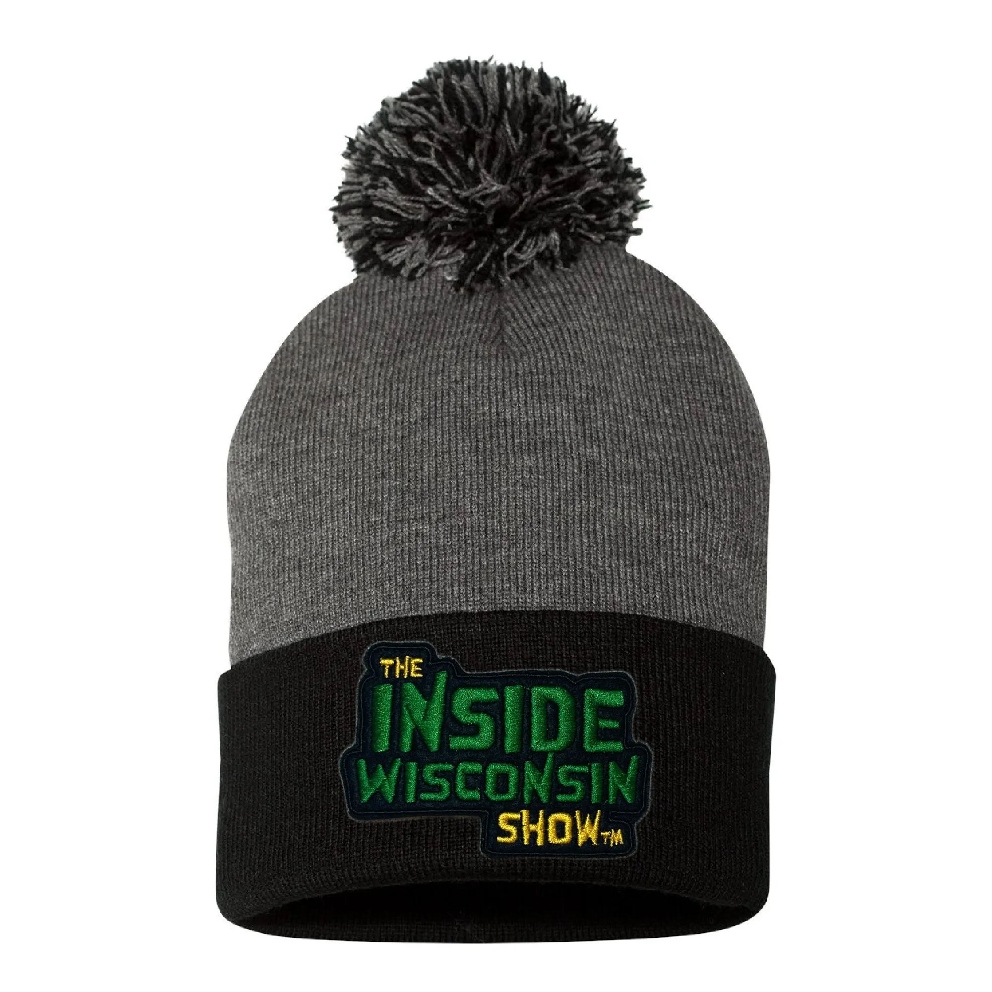 Black & Gray Pom Winter Hat - The Inside Wisconsin Show Beanie