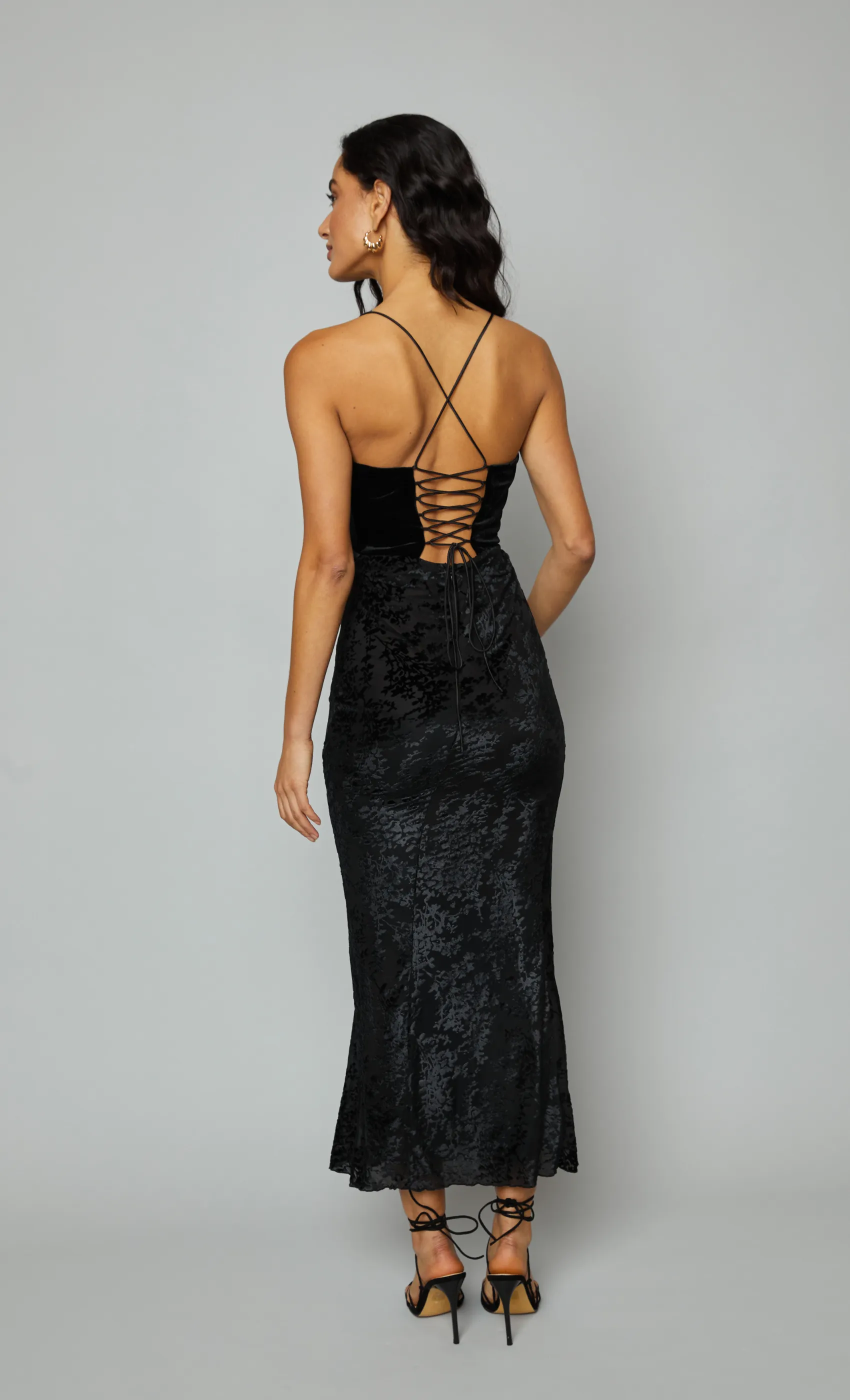 Black Burnout Devore Maxi Dress