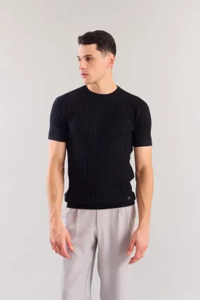 Black Cabel Knit T-Shirt