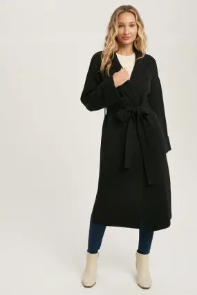 Black Effortless Knitted Trench Coat