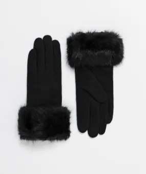 Black Fur Cuff Gloves