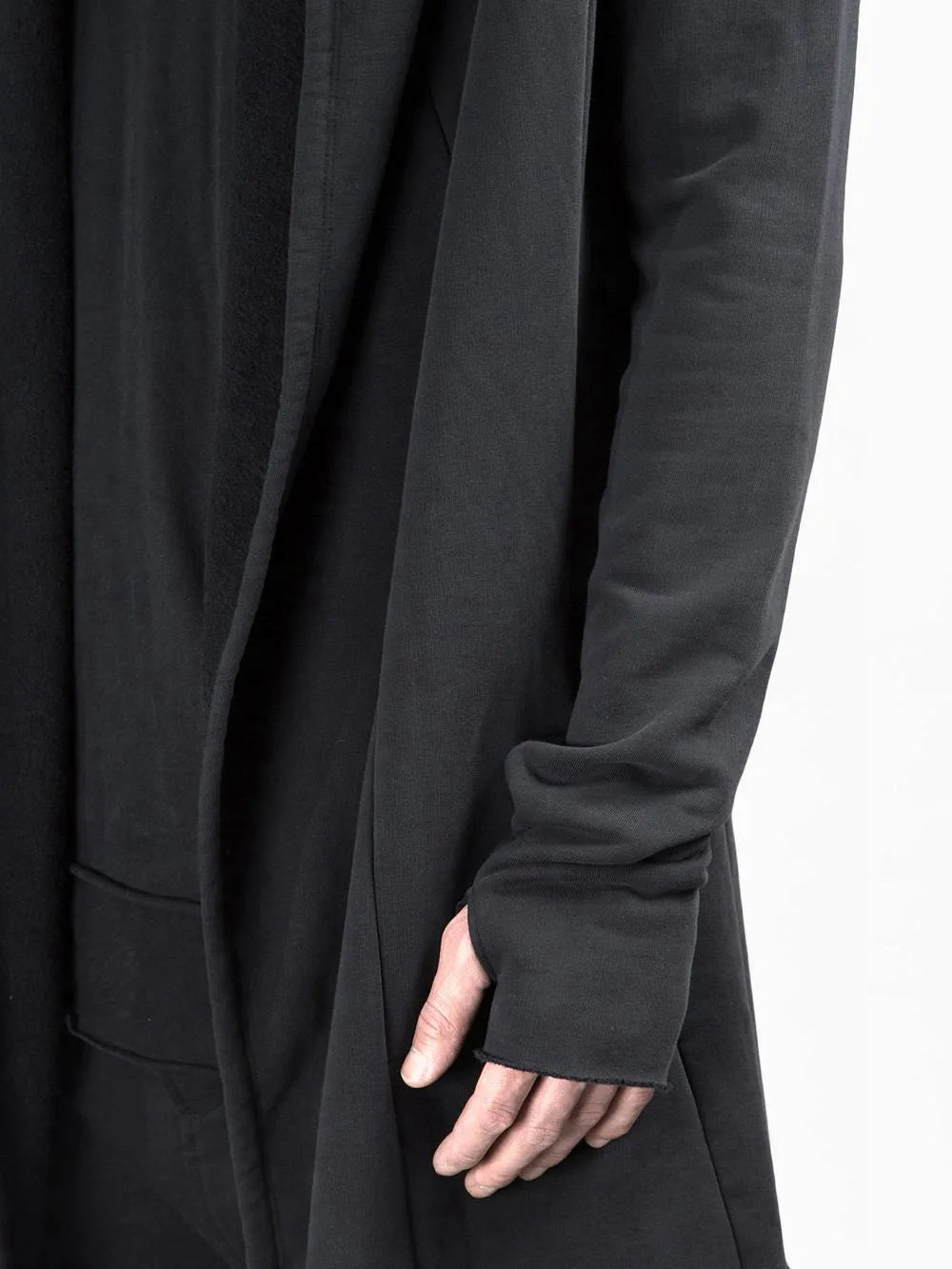 Black Long Sweater Cardigan With Hood / Glove Sleeves - ASYMMETRIC CUT Winter-BB029