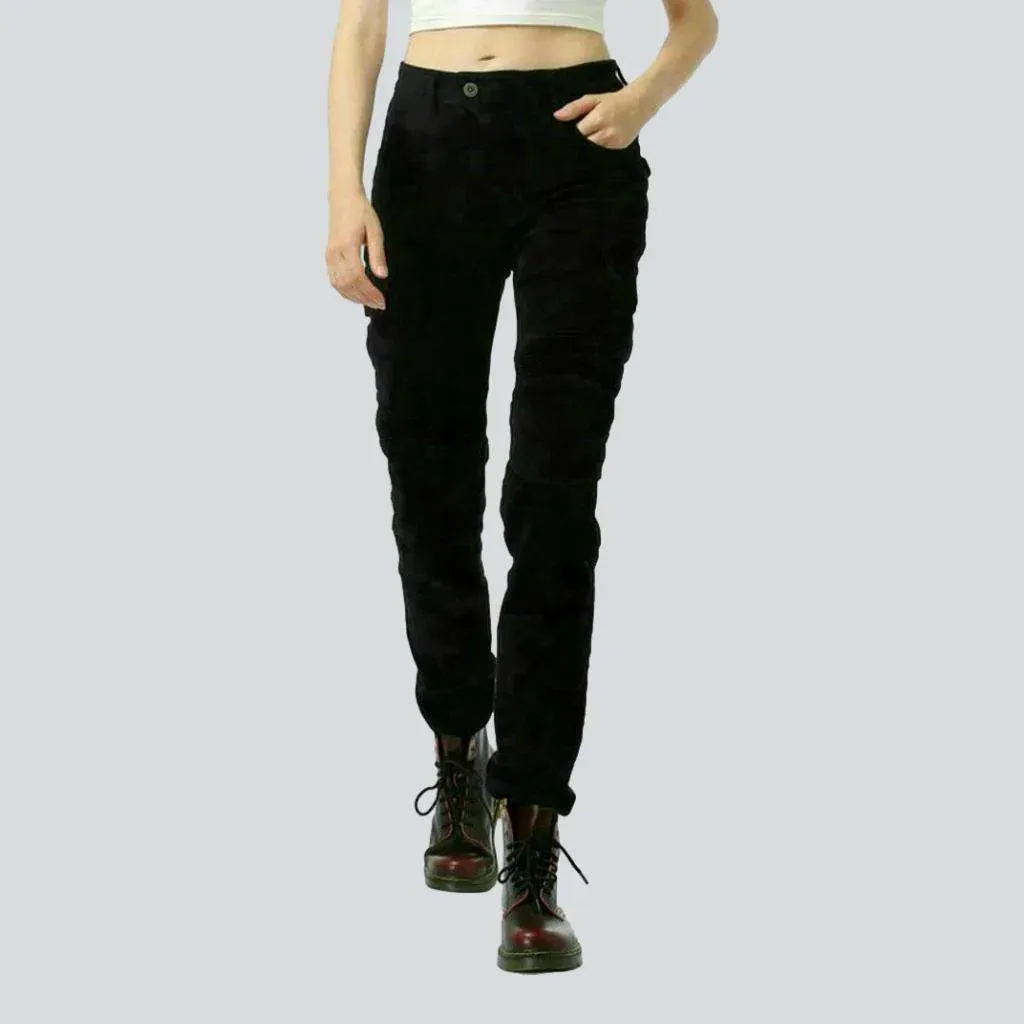 Black women's biker denim pants