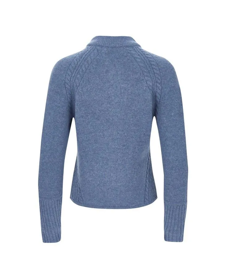 Blue Boiled Wool Zip Through Cardigan