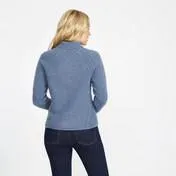 Blue Boiled Wool Zip Through Cardigan