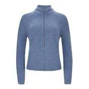 Blue Boiled Wool Zip Through Cardigan