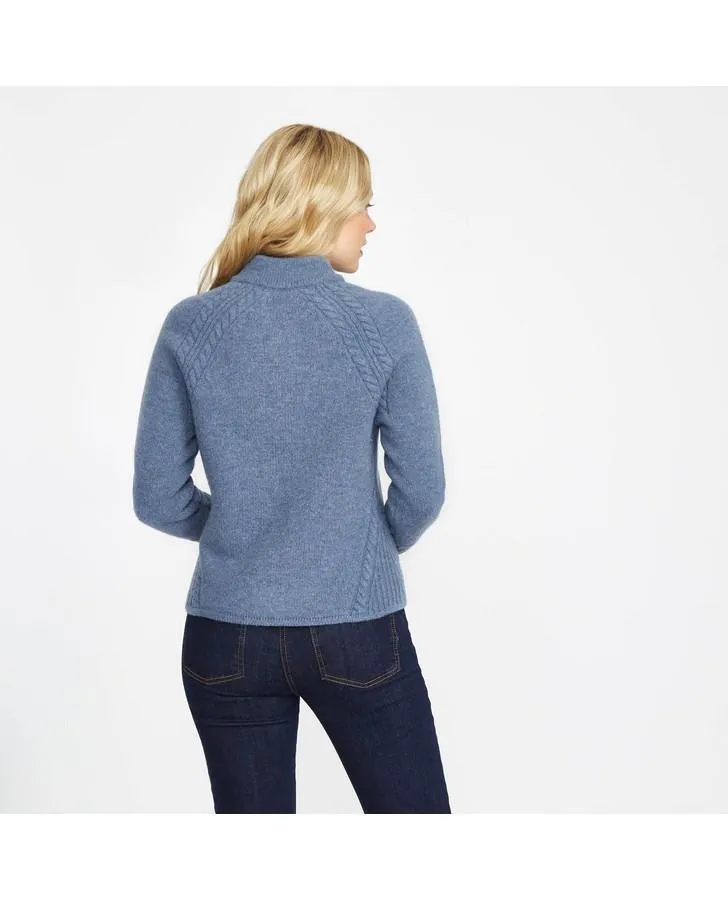 Blue Boiled Wool Zip Through Cardigan