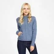 Blue Boiled Wool Zip Through Cardigan