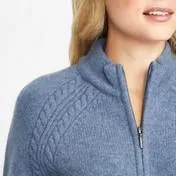 Blue Boiled Wool Zip Through Cardigan