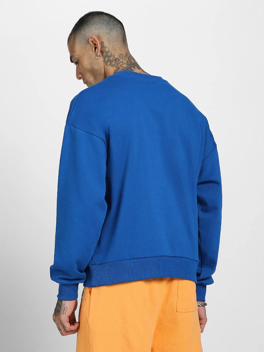 Blue Plain Oversized Fit Sweatshirt