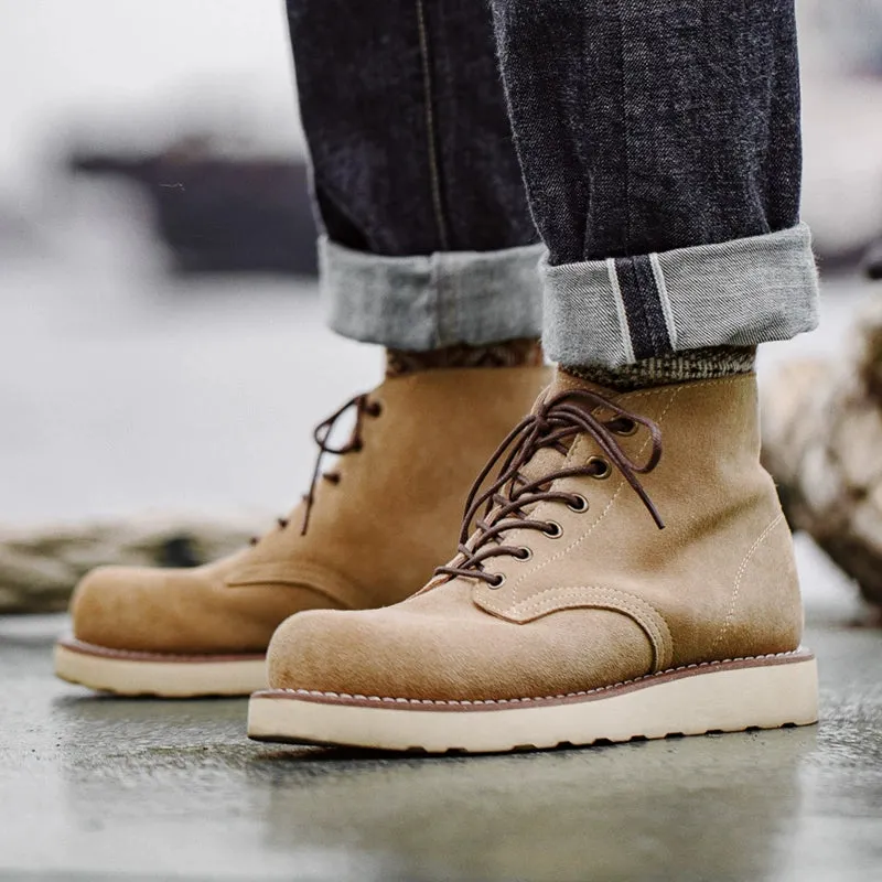 British Style Mid-top Suede Boots P0558