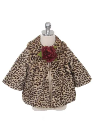 Brown Animal Print Faux Fur Coat BabyToddler Girl