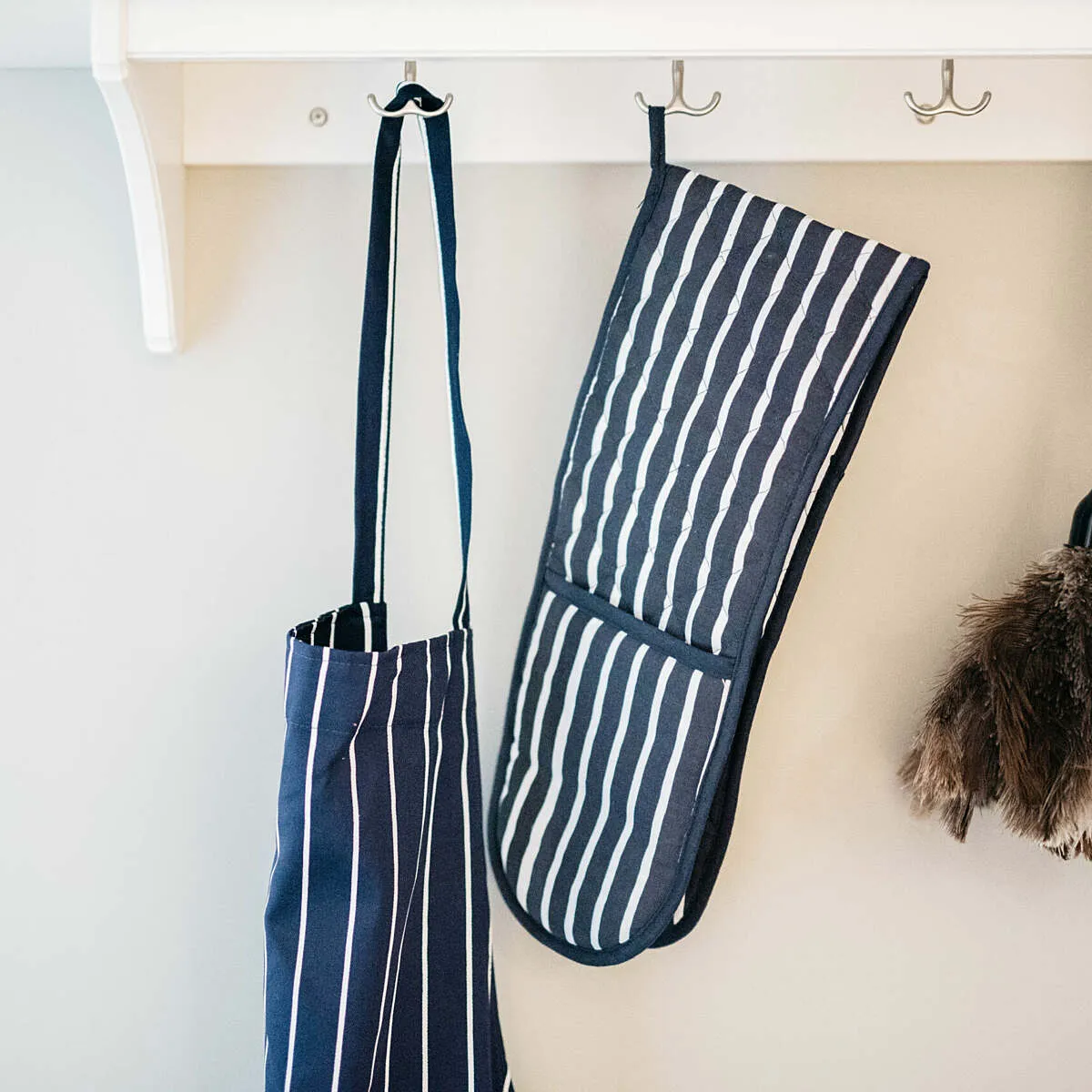 Butchers Stripe Navy & White Cotton Apron